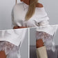 ✨ Women's Lace Trim Split Loose Fit Sweatshirt — Versatile Off-Shoulder Style 🧵