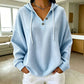 ✨ Women's Breathable Waffle Knit Sweatshirt — Henley Buttons & Classic Hood ✨