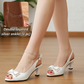 Bow Rhinestone Heeled Sandals – Stable Mid-Heel & Adjustable Fit