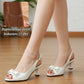 Bow Rhinestone Heeled Sandals – Stable Mid-Heel & Adjustable Fit