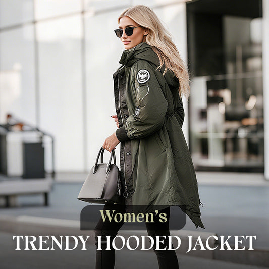 ⏳Retro workwear styling ⏰Women's Trendy Long-Sleeve Hooded Jacket and Leather Leggings
