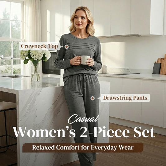 ⏳Limited-time 50% off⏰Women's Crew Neck Top & Drawstring Pants Set👚👖
