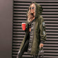 ⏳Retro workwear styling ⏰Women's Trendy Long-Sleeve Hooded Jacket and Leather Leggings