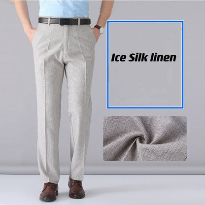Middle-aged And Elderly Silk Linen Casual Suit Pants