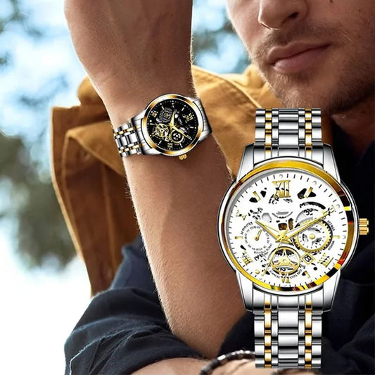 ⌚ 70% OFF NOW! 🔥 Men's Roman Skeleton Mechanical Watch - Waterproof & Automatic, Stylish Statement for Any Occasion ✨