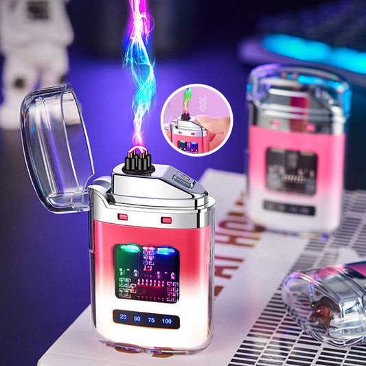 🔥⚡Rechargeable Dual-Arc Windproof Pulse Digital Display Colorful Lighter