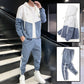 💥Men's Comfortable Color-Block Hooded Jacket & Drawstring Pants