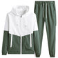 💥Men's Comfortable Color-Block Hooded Jacket & Drawstring Pants