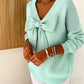 Women’s V Neck Bow Sweater