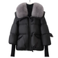 Women’s Stylish Short Down Jacket With Fluffy Collar