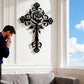 Elegant Rose Cross Metal Wall Decoration