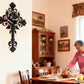 Elegant Rose Cross Metal Wall Decoration