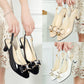 Bow Rhinestone Heeled Sandals – Stable Mid-Heel & Adjustable Fit