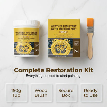 Weather-resistant, water-based gold paint