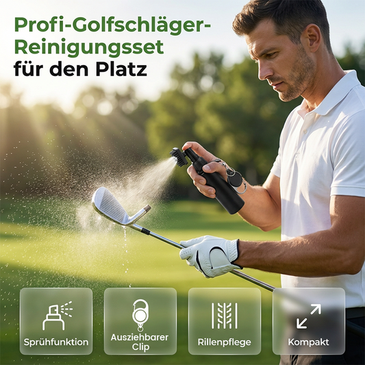 Golf Club Cleaning Brush Set with Squeeze Spray Bottle and Microfiber Waffle Towel