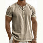 👕Men's Short Sleeve Breathable Henley Shirt– Breathable Textured Top With Contrast Trim✨