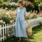 ⌛Limited-Time Offer-Women's Button-Front Short Sleeve Maxi Dress