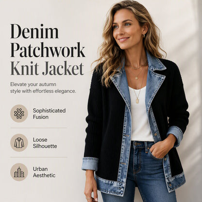 ⌛Limited Sale: ONLY ￡16.99!!🔥Women's Patchwork Denim Coat – Stretchy, Stylish & Comfortable ✨