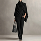 🌸 Free shipping | Women's Cowl-Neck Cape & Wide-Leg Pants 2-Piece Set