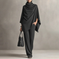 🌸 Free shipping | Women's Cowl-Neck Cape & Wide-Leg Pants 2-Piece Set