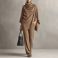 🌸 Free shipping | Women's Cowl-Neck Cape & Wide-Leg Pants 2-Piece Set