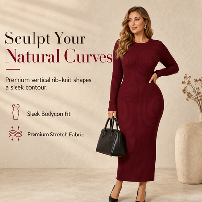 ✨ Elegant Day to Night Style: Women's Bodycon Rib Knit Maxi Dress ☕