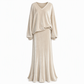 ✨Limited stock available, don’t miss out!🎉Women's Solid Color Velvet Two Piece Set with Deep V Neck Loose Sweatshirt and Flared Maxi Skirt