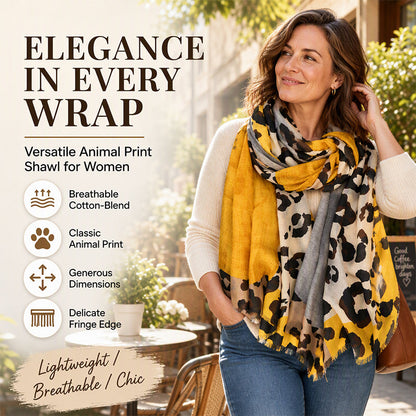 ✨ Women's Leopard Print Shawl Scarf: Lightweight, Versatile & Effortlessly Chic 🐆