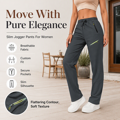 ✨ Women's Straight-Leg Sports Pants with Zipper Pockets: Breathable & Flattering 👖
