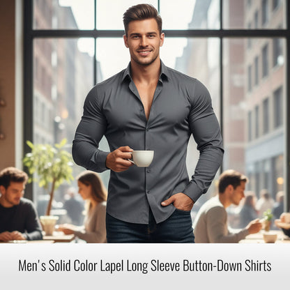 ✨ Men's Solid Long-Sleeve Button-Down Shirt — Soft, Breathable & Sharp 👔