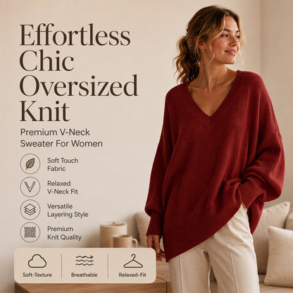 ✨ Women's Oversized Knit Sweater — Soft, Breathable & Relaxed Fit 🧶