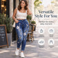 ✨ Women's High-Waist Stretchy Skinny Jeans with Floral Embroidery 🌸