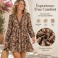 ✨ Women's Vintage Floral Print Long Sleeve V-Neck Dress — Boho Style 🌿