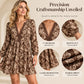 ✨ Women's Vintage Floral Print Long Sleeve V-Neck Dress — Boho Style 🌿