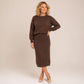 ✨ Women's Knit Crewneck Top & Midi Skirt Set: Soft & Effortlessly Elegant ☕