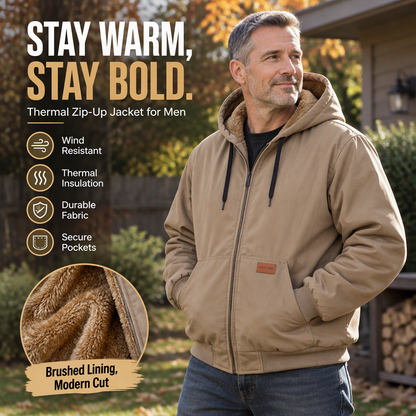 ✨ Men's Winter Hooded Jacket — Durable Fabric, Thermal Insulation & Secure Pockets 👔
