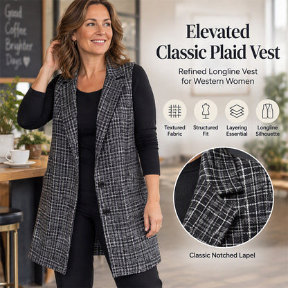 ✨ Elevated Classic Plaid Vest for Women — Textured Fabric & Structured Fit 🍂