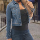 ✨ Women's Cropped Denim Jacket: Soft, Stretchy & Timeless Style 🧥