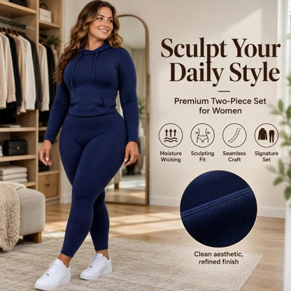 ✨ Sculpt Your Daily Style: Women's Premium 2-Piece Hoodie Set ☕