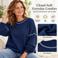 ✨ Women's Minimalist Crewneck Sweatshirt: Soft Touch & Contrast Stitching 🍂