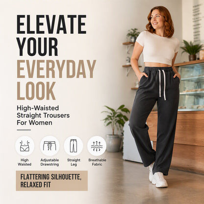 ✨ Women's Warm-Lined Straight-Leg Jeans: High-Waist & Drawstring 🧵