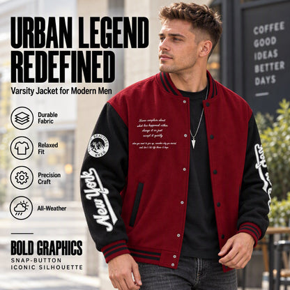 ✨ Men's Snap-Button Varsity Jacket — Retro, Graphic & Cozy 🌟