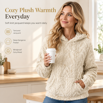 ✨ Women's Textured Knit Hoodie — Soft Plush & Relaxed Fit ✨
