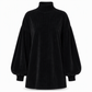 ✨ Elegant Women's Dress with Billowy Lantern Sleeves — Cozy Ribbed Knit ☕