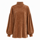 ✨ Elegant Women's Dress with Billowy Lantern Sleeves — Cozy Ribbed Knit ☕