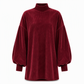 ✨ Elegant Women's Dress with Billowy Lantern Sleeves — Cozy Ribbed Knit ☕
