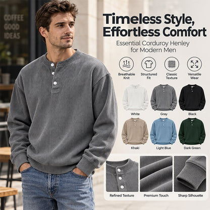 ✨ Timeless Style, Effortless Comfort: Men's Corduroy Henley Shirt ☕