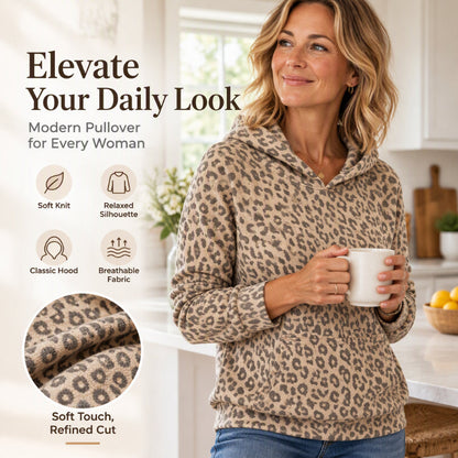 ✨ Women's Leopard Print Hooded Sweatshirt — Kangaroo Pocket & Cozy ✨
