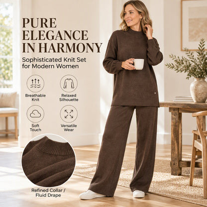 ✨ Women's Soft Touch Knit Set — Refined Collar & Fluid Drape 🌿