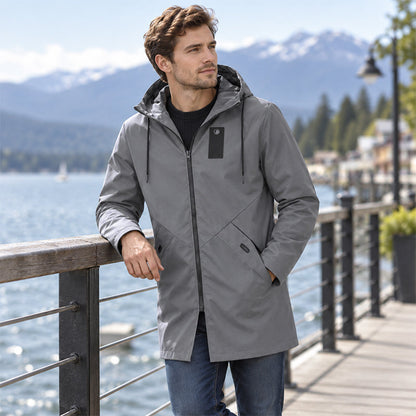 ✨ Men's Mid-Length Hooded Trench: Weather-Ready & Streamlined 🏙️